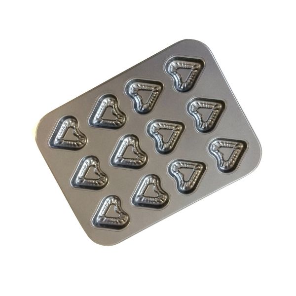 Форма для выпечки металлическая антипригарная | 12 кексов - Сердца