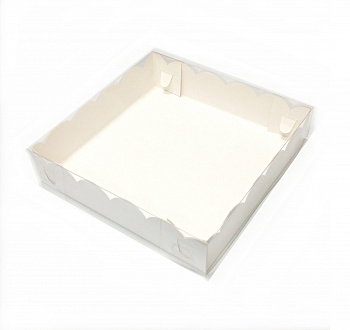 Коробка с прозрачной крышкой 25•25•4 см Белая (крышка+дно) Коробка с прозрачной крышкой 25•25•4 см Белая (крышка+дно)