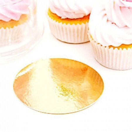 Подложка для пирожных Золото/Жемчуг 2х сторон. 0.8 мм, Ø 100 мм Подложка для пирожных Золото/Жемчуг 2х сторон. 0.8 мм, Ø 100 мм