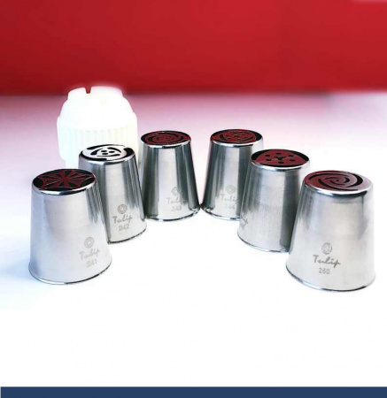 Набор (III) 6 кондитерских насадок - тюльпан одним движением 241,242,243,244,245,260 L+ размер Tulip, Корея Набор (III) 6 кондитерских насадок - тюльпан одним движением 241,242,243,244,245,260 L+ размер Tulip, Корея