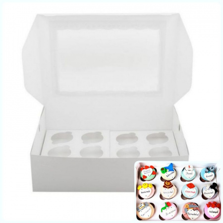 Коробка с окном для 12 капкейков 33*25*10 cм Коробка с окном для 12 капкейков 33*25*10 cм