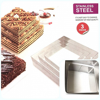 Формы для выпечки стальные Набор 3 шт | Квадрат (100, 150, 200 мм, высота 45 мм) Формы для выпечки стальные Набор 3 шт | Квадрат (100, 150, 200 мм, высота 45 мм)