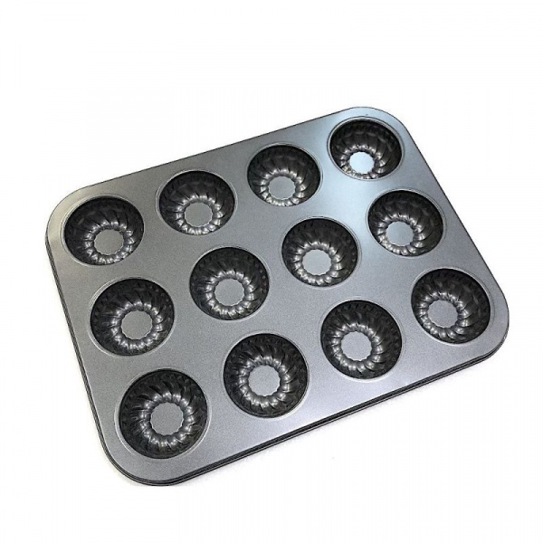 Форма для выпечки металлическая антипригарная | 12 кексов - Бисквиты Форма для выпечки металлическая антипригарная | 12 кексов - Бисквиты