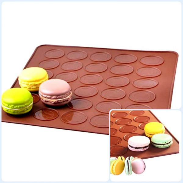 Коврик силиконовый для выпечки антипригарный с разметкой 2-х сторонний (для макарони) Коврик силиконовый для выпечки антипригарный с разметкой 2-х сторонний (для макарони)