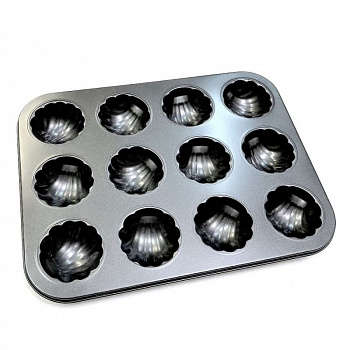 Форма для выпечки металлическая антипригарная | 12 кексов - Ракушка Форма для выпечки металлическая антипригарная | 12 кексов - Ракушка