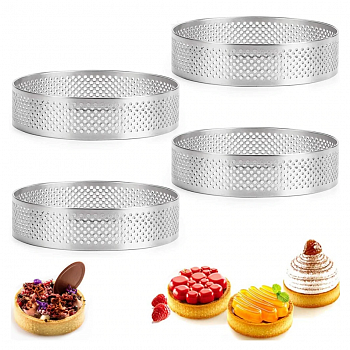 Формы для выпечки нерж.сталь перфорир. | набор 6 шт мини Кольца (высота 2 см, Ø 6-12 см) Формы для выпечки нерж.сталь перфорир. | набор 6 шт мини Кольца (высота 2 см, Ø 6-12 см)