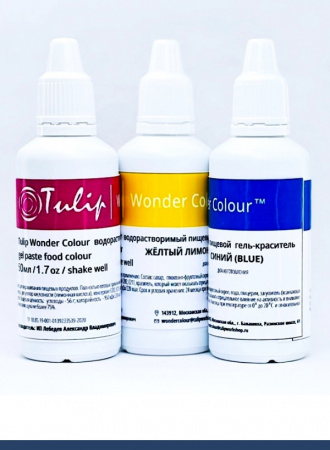 Базовый набор пищевых гелевых красителей 3 шт•50 мл Tulip Wonder Colour Базовый набор пищевых гелевых красителей 3 шт•50 мл Tulip Wonder Colour