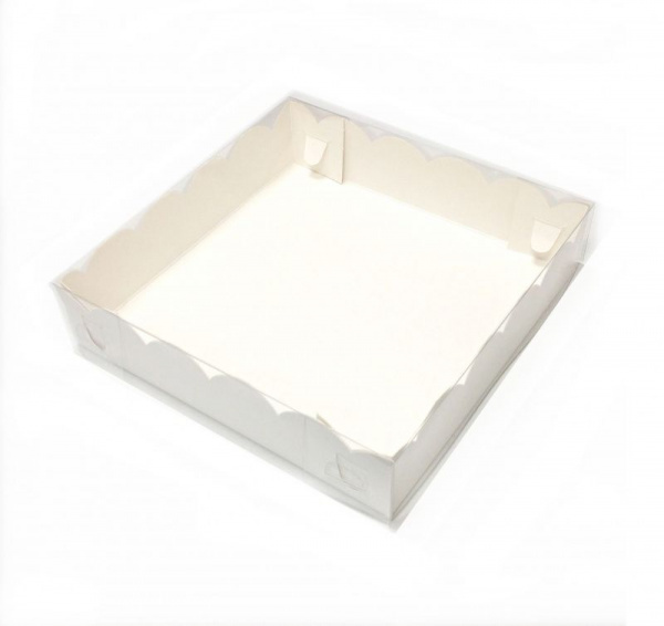 Коробка с прозрачной крышкой 20•20•4 см Белая (станд, крышка+дно) упак. 5-25 шт Коробка с прозрачной крышкой 20•20•4 см Белая (станд, крышка+дно) упак. 5-25 шт