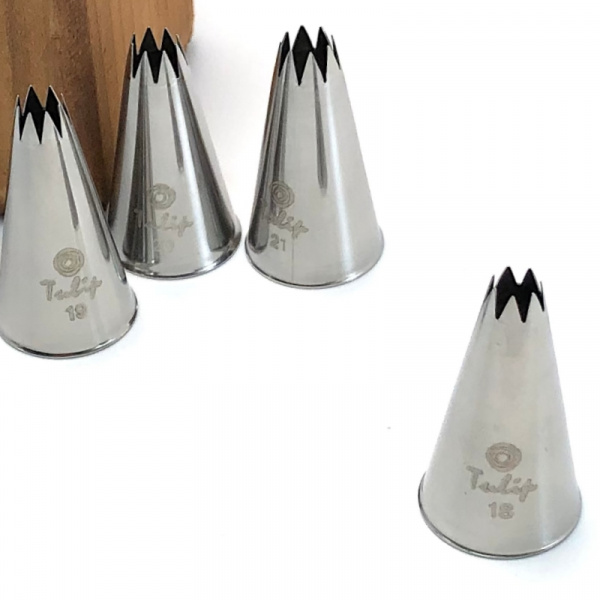 Кондитерская насадка открытая звезда №18 Tulip™ малый размер (diam. 4.7 mm; 7 лучей) Кондитерская насадка открытая звезда №18 Tulip™ малый размер (diam. 4.7 mm; 7 лучей)
