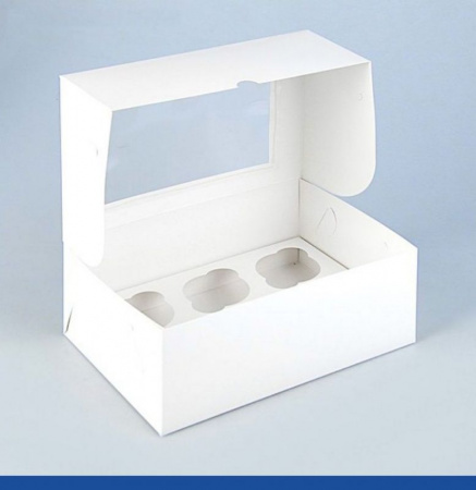 Коробка с окном для 6 капкейков 24*17*10 cм Коробка с окном для 6 капкейков 24*17*10 cм